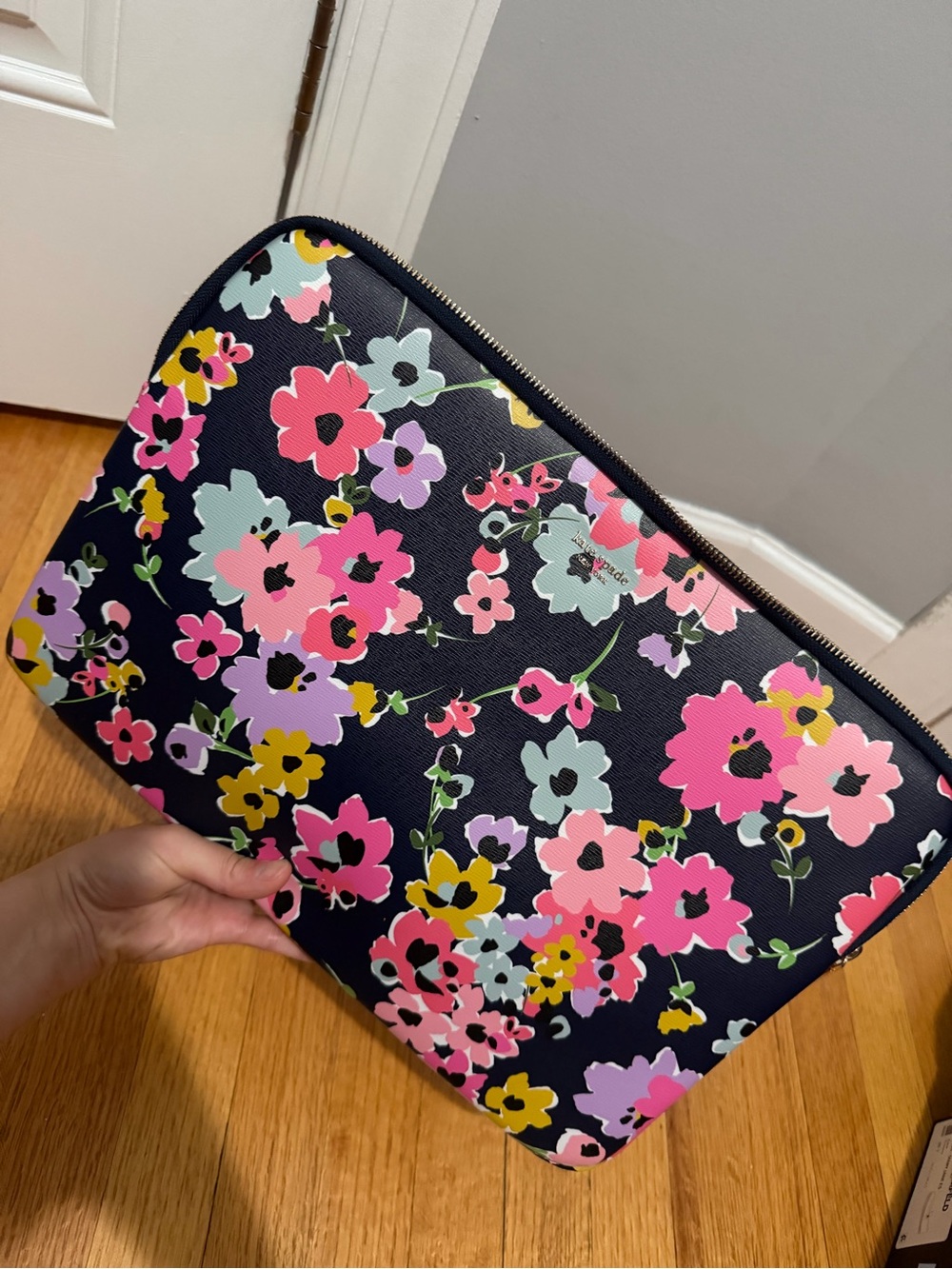 kate spade Floral Navy Laptop Sleeve with Pink, Yellow & Mint Flowers